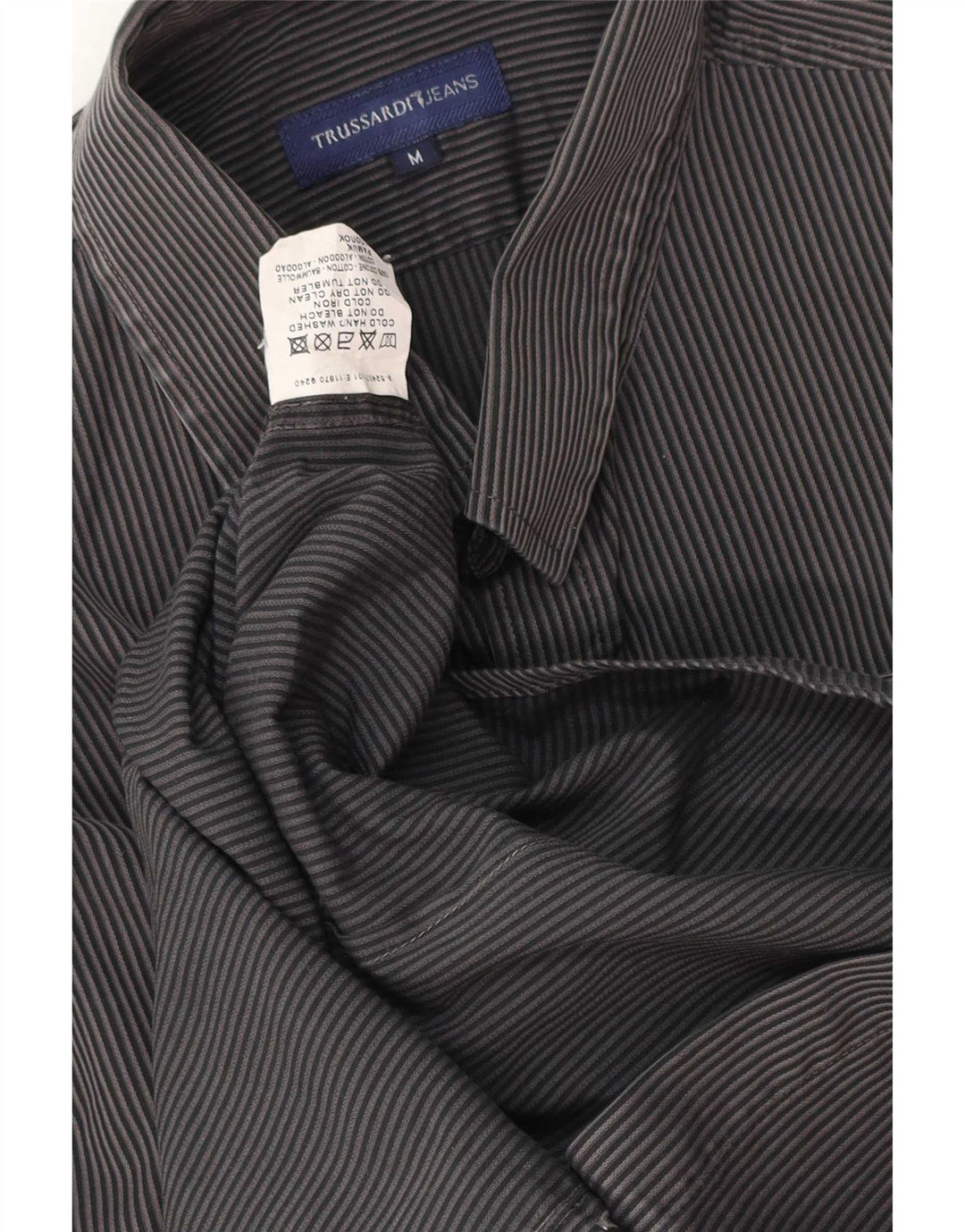 Cămașă Trussardi Jeans pentru bărbați, bumbac cu dungi, gri mediu