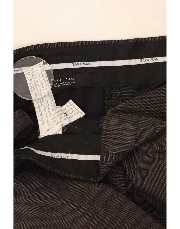 Pantaloni de costum drepți pentru bărbați Zara EU 44 Mari L34 L33 Poliester maro