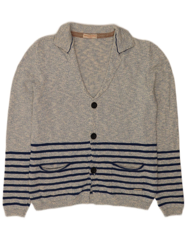 Pulover cardigan pentru femei Primo Emporio UK 12, bumbac cu dungi albastre medii