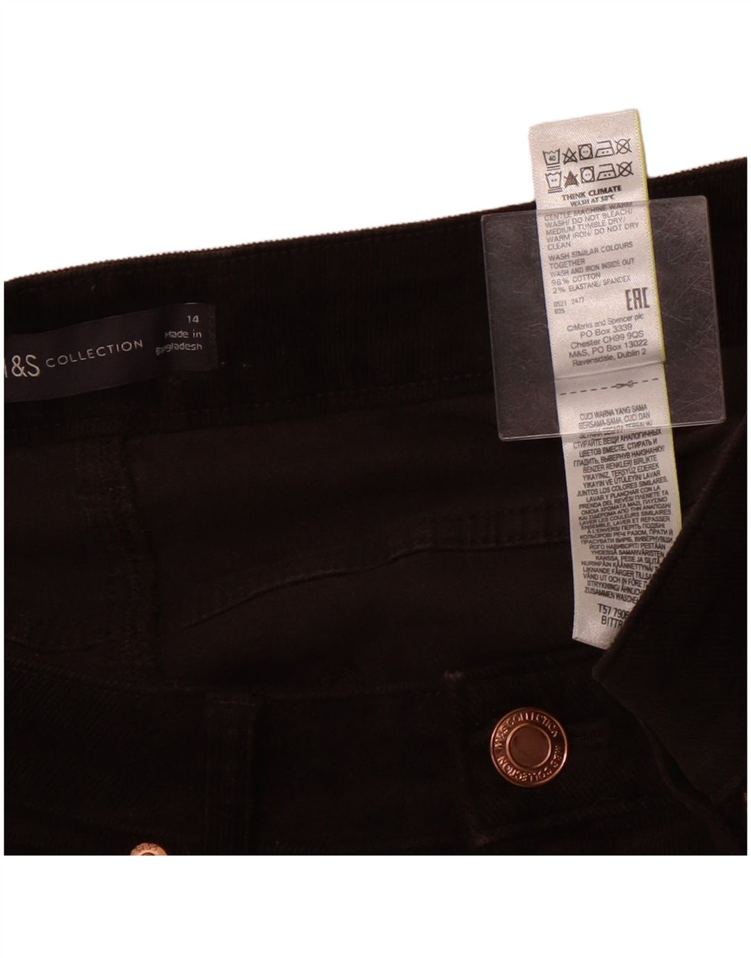 MARKS & SPENCER Pantaloni din velur pentru femei UK 14 Large W32 L28 Maro