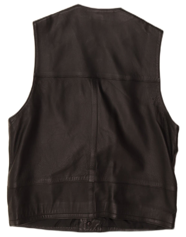 Gurtex Mens Leather Waistcoat IT 48 Medium Black Leather