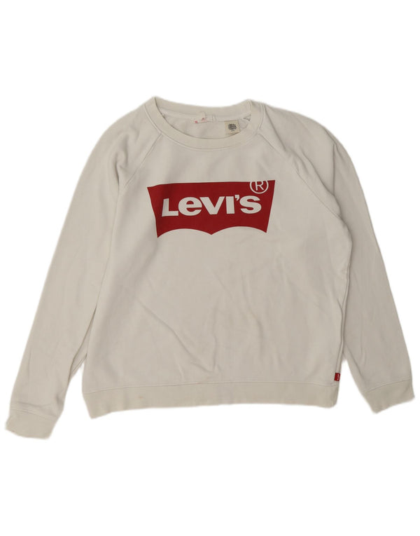 Levi's Pulover supradimensionat cu grafic pentru femei UK 10 Bumbac alb mic