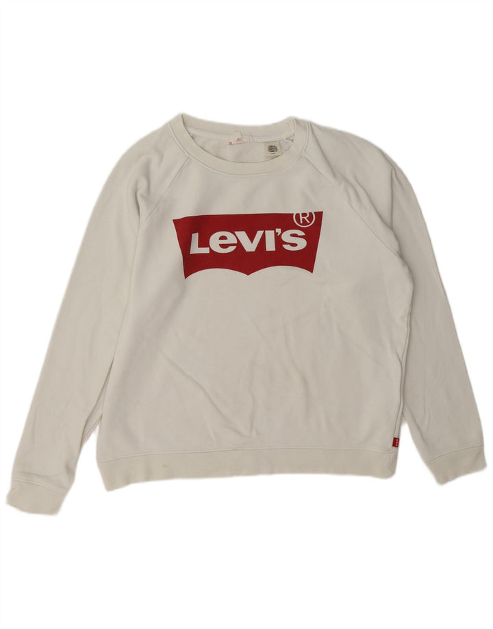Levi's Pulover supradimensionat cu grafic pentru femei UK 10 Bumbac alb mic
