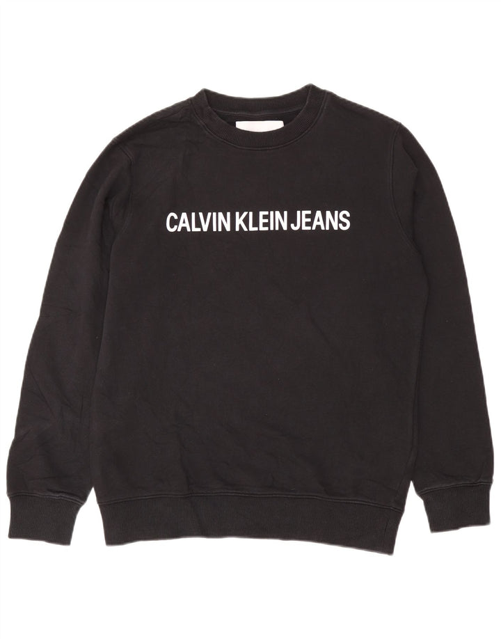 Pulover Calvin Klein pentru bărbați cu grafică, bumbac mediu negru