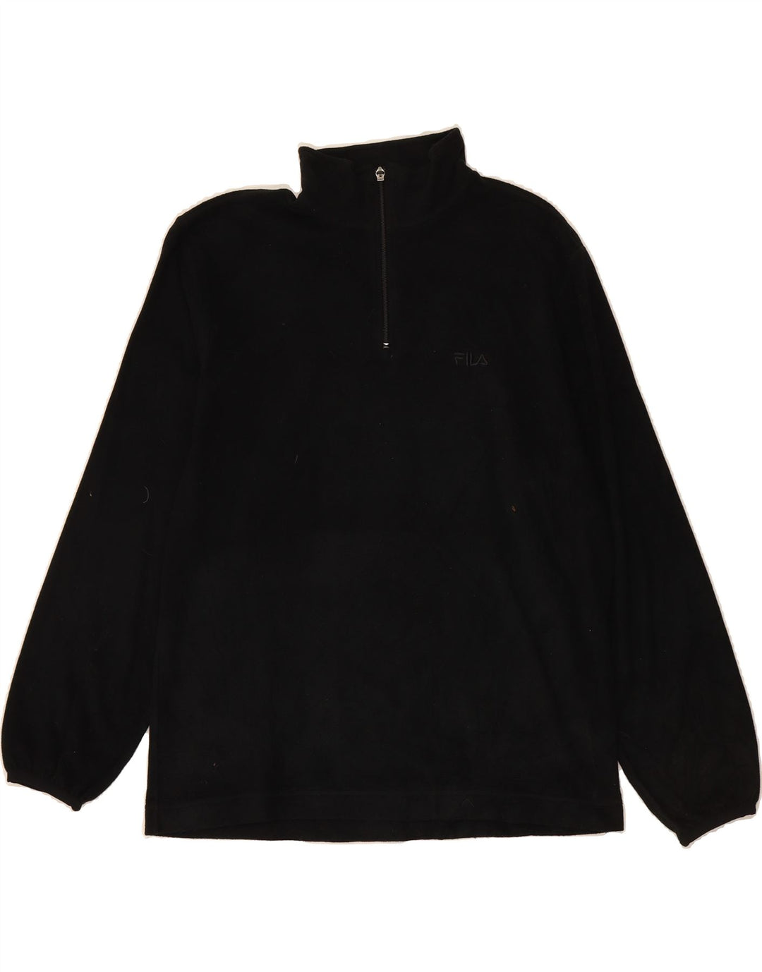 FILA Mens Zip Neck Fleece Jumper XL Black Vintage Fila and Second-Hand Fila from Messina Hembry 