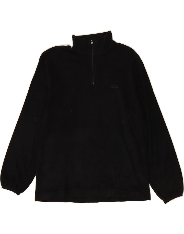 FILA Mens Zip Neck Fleece Jumper XL Black Vintage Fila and Second-Hand Fila from Messina Hembry 