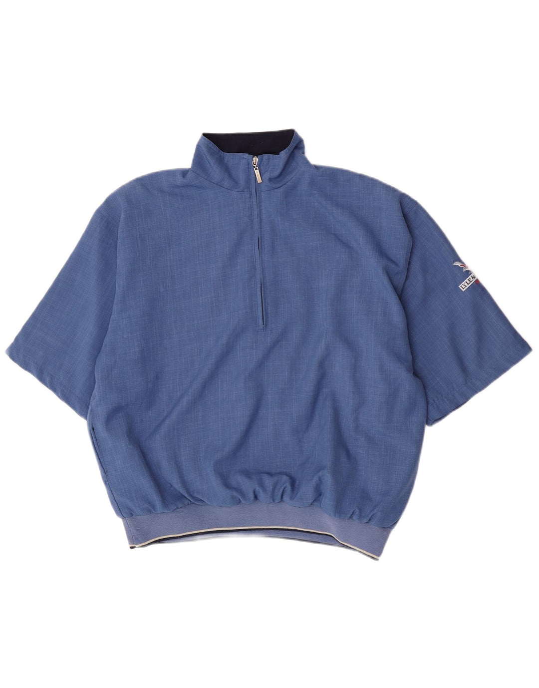 Top de trening Lyle & Scott pentru bărbați, cu mânecă scurtă, cu fermoar, cu gât, albastru mediu