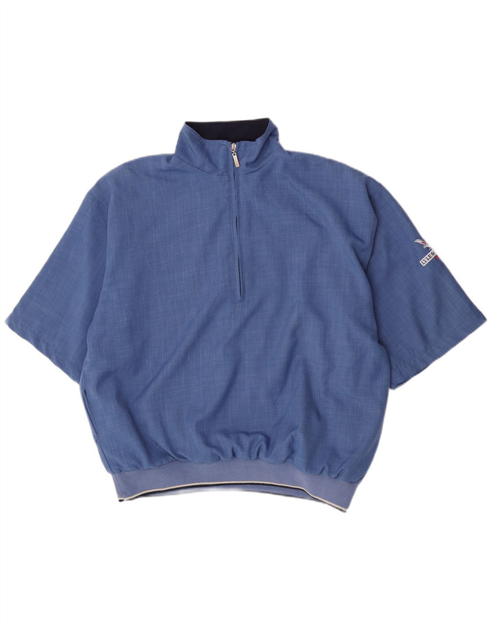 Top de trening Lyle & Scott pentru bărbați, cu mânecă scurtă, cu fermoar, cu gât, albastru mediu