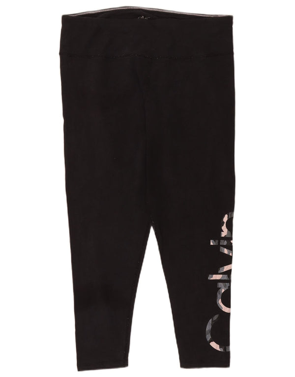 Calvin Klein Womens Graphic Crop Leggings UK 18 XL Black Cotton