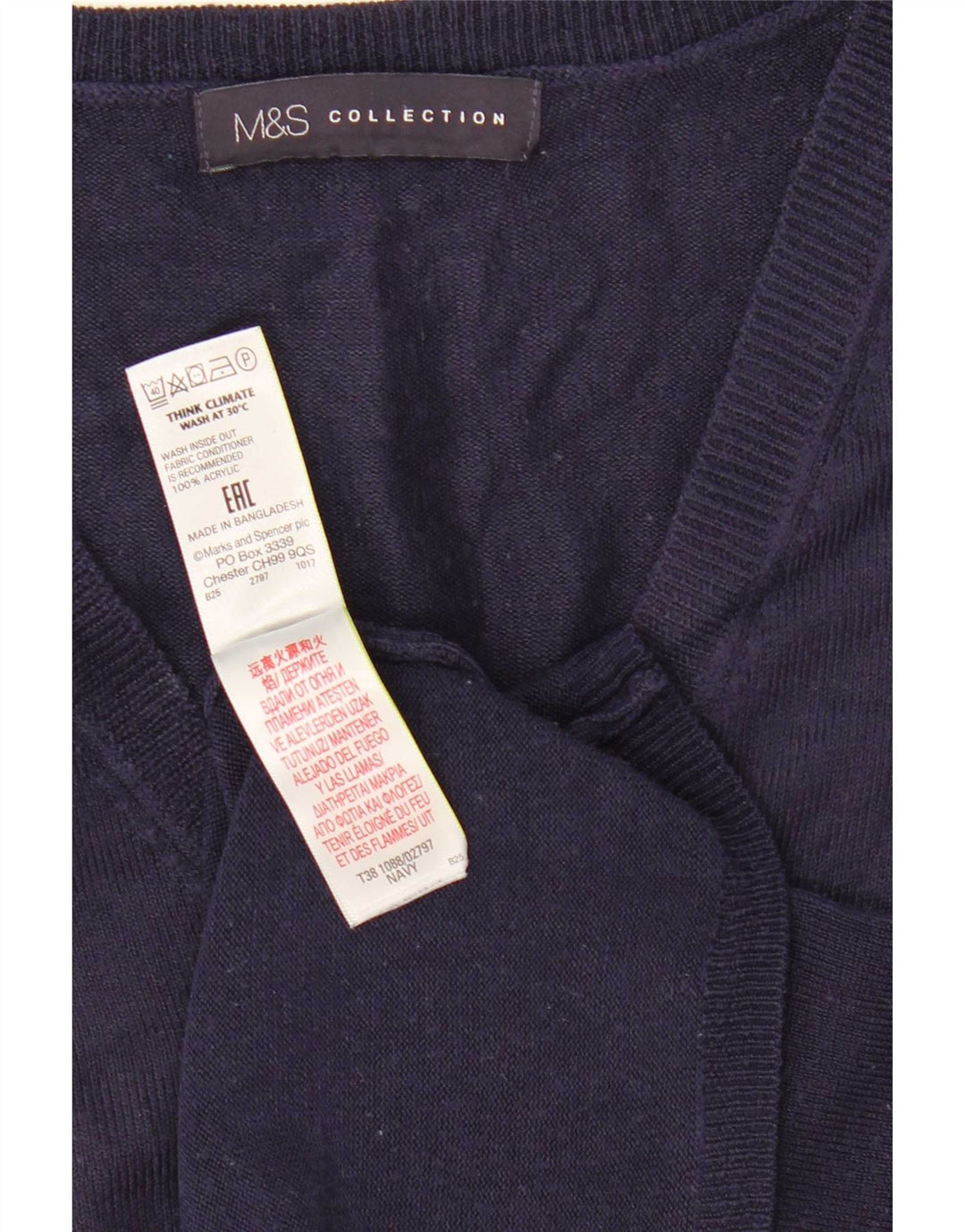 Pulover pentru femei Marks & Spencer cu decolteu în V UK 12 Medium Bleumarin