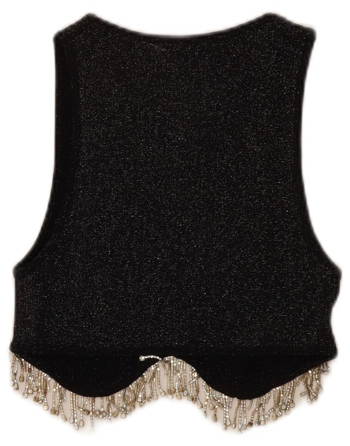 Crop Top fără mâneci pentru femei Zara UK 4 XS Poliester cu pete negru