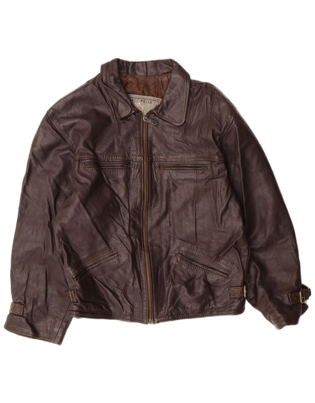 Jachetă de piele pentru bărbați VINTAGE UK 42 XL din piele maro