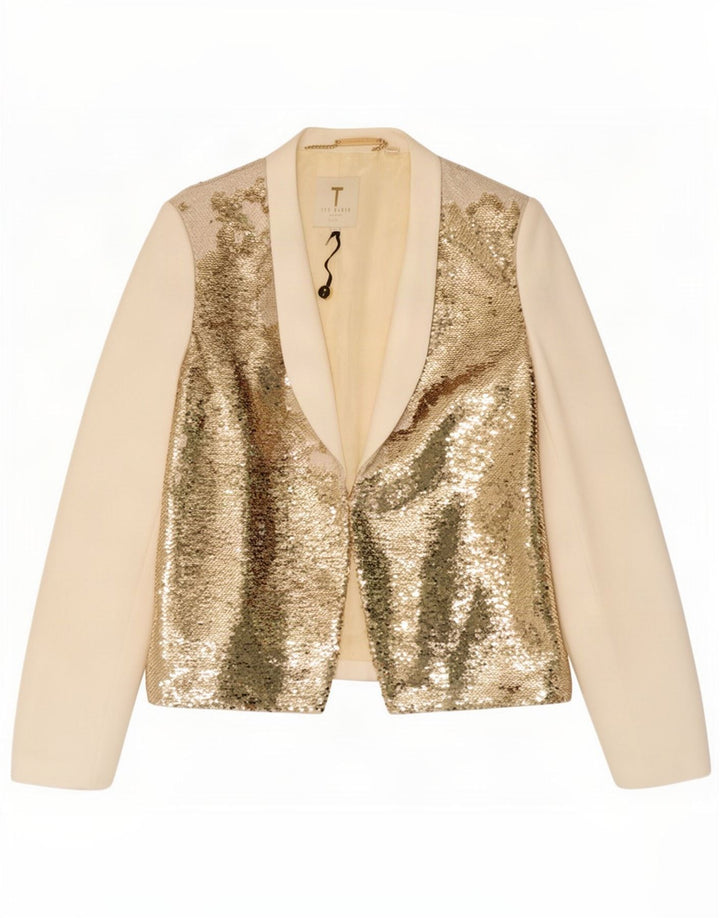Jachetă blazer deschisă pentru femei Ted Baker Mărimea 3 Medium Off White Colorblock