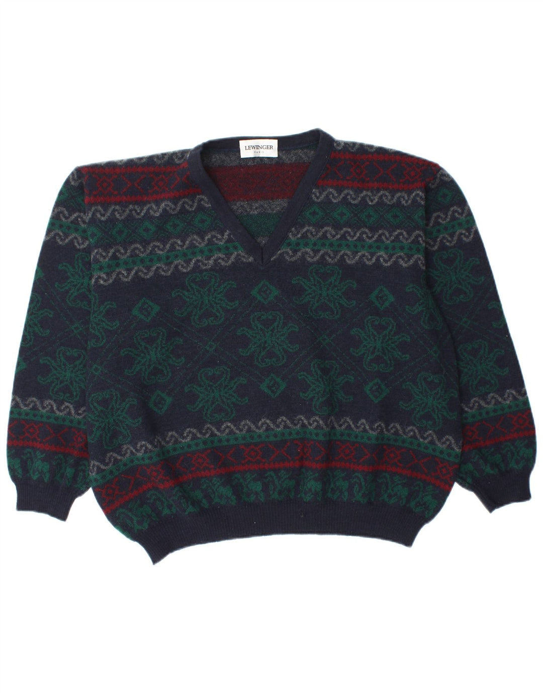 LEWINGER Pulover cu decolteu în V pentru femei UK 20 2XL Bleumarin Fair Isle