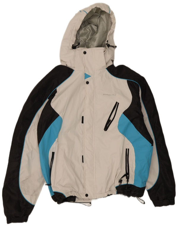 Jachetă de schi cu glugă pentru bărbați Pyramid UK 44 2XL Alb Colorblock