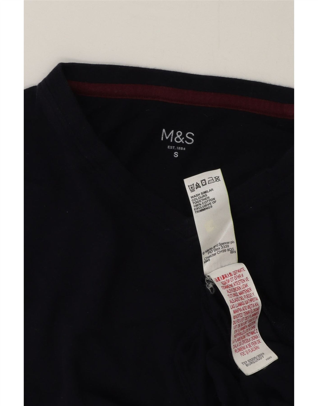 MARKS & SPENCER Top pentru bărbați cu mânecă lungă din bumbac bleumarin mic