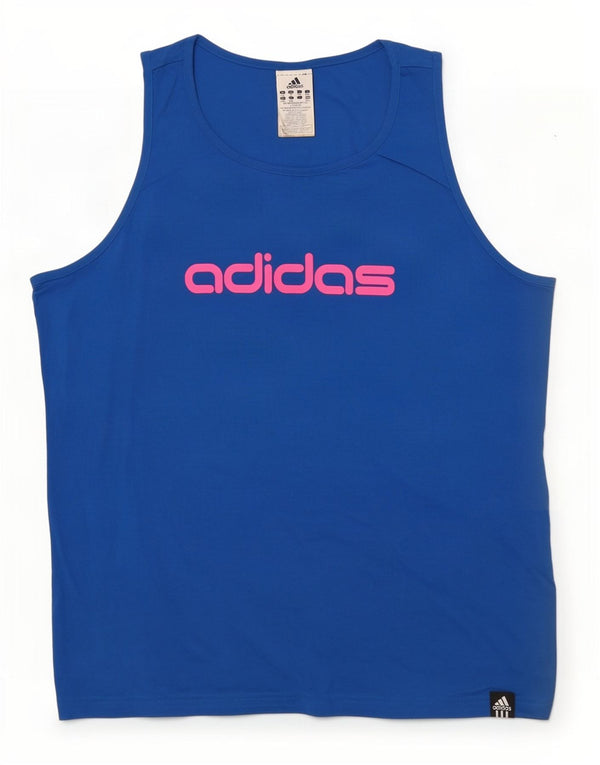 Vesta grafică Adidas pentru femei UK 20/22 XL Bumbac albastru