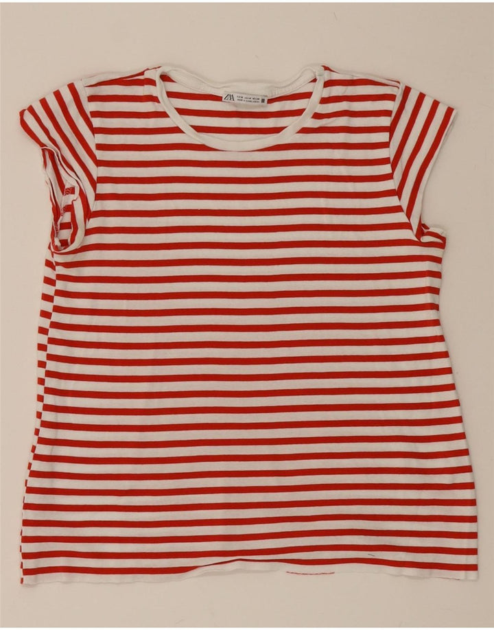 ZARA Womens T-Shirt Top UK 12 Medium Red Striped Vintage Zara and Second-Hand Zara from Messina Hembry 