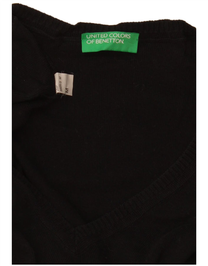 Pulover cu decolteu în V Benetton pentru femei UK 12 Medium Black