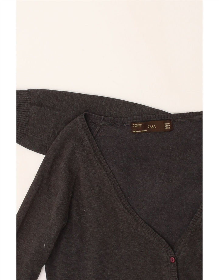 ZARA Womens Cardigan Sweater UK 14 Medium Grey Cotton Vintage Zara and Second-Hand Zara from Messina Hembry 
