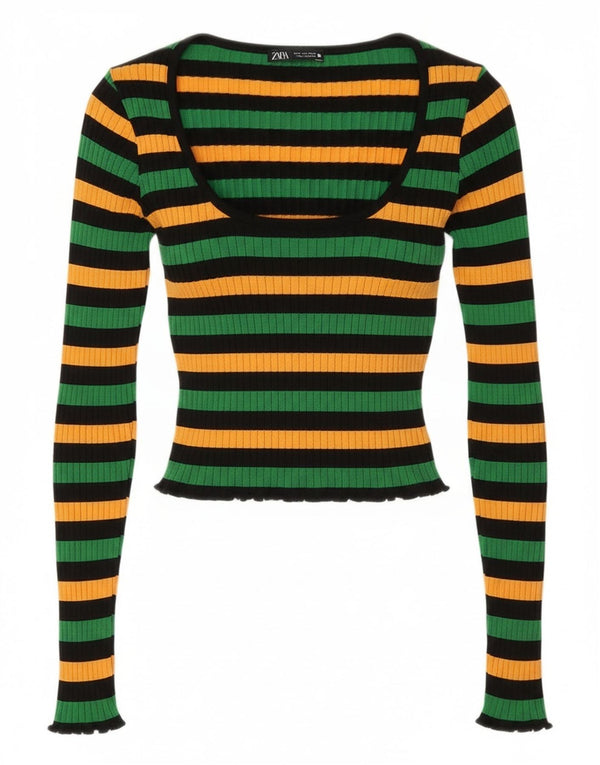 Top Crop pentru Damă Zara UK 12 Medium Multicolore în dungi