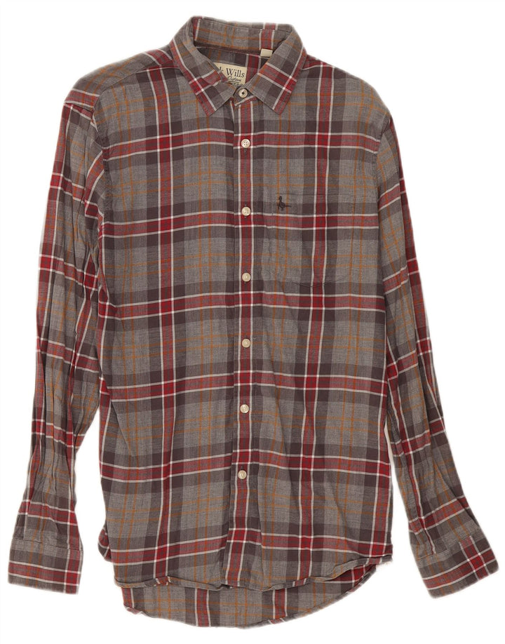 Cămașă de flanel Jack Wills pentru bărbați, bumbac în carouri gri mic
