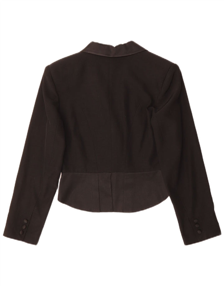 Jachetă vintage pentru femei asimetrică cu 3 nasturi EU 36 Acetat negru mic