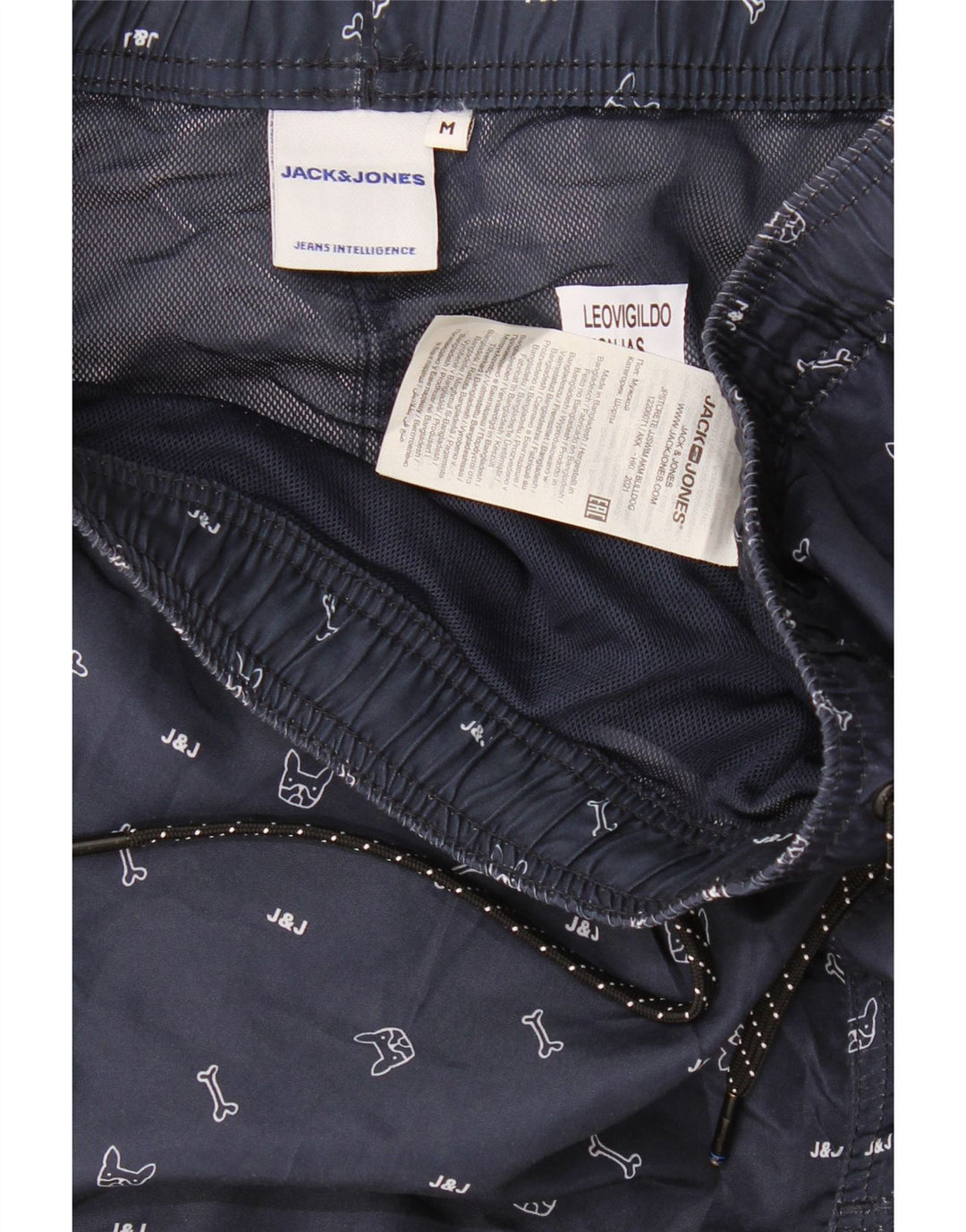 JACK & JONES Pantaloni scurți de înot grafic pentru bărbați, poliester mediu albastru bleumarin
