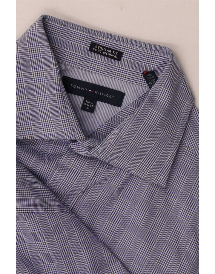 Cămașă formală pentru bărbați Tommy Hilfiger Mărimea 15 1/2 Medium Blue Houndstooth