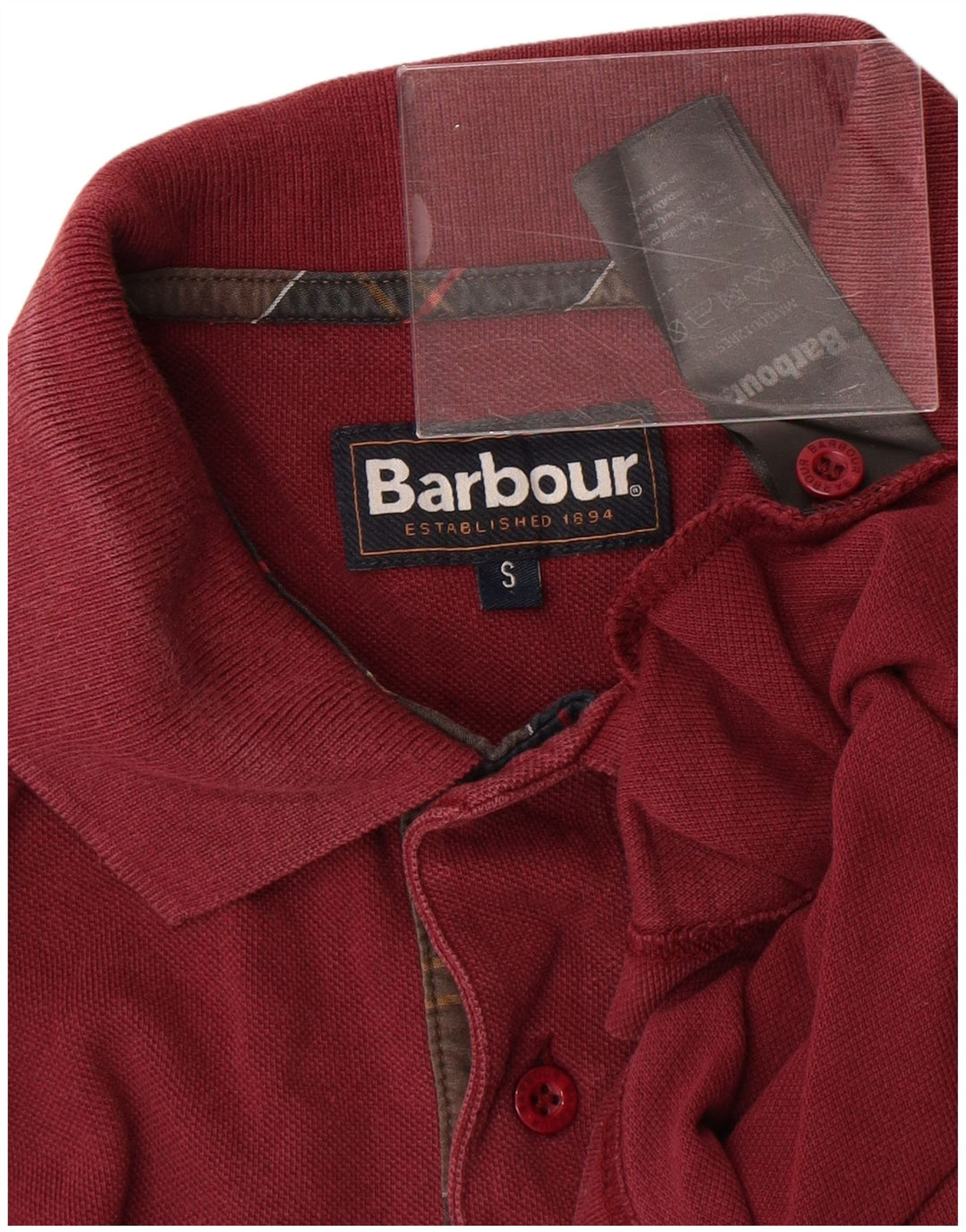 Cămașă polo Barbour pentru bărbați, bumbac burgundy mic