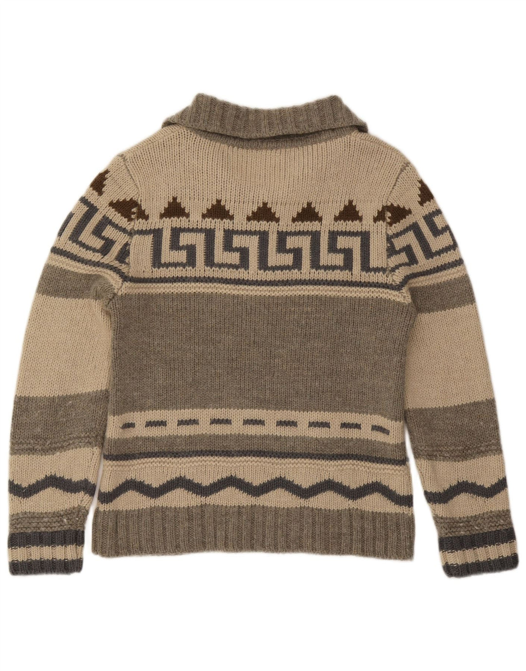 Pulover Vintage pentru bărbați cu gât cu nasturi IT 50 Medium Gri Fair Isle