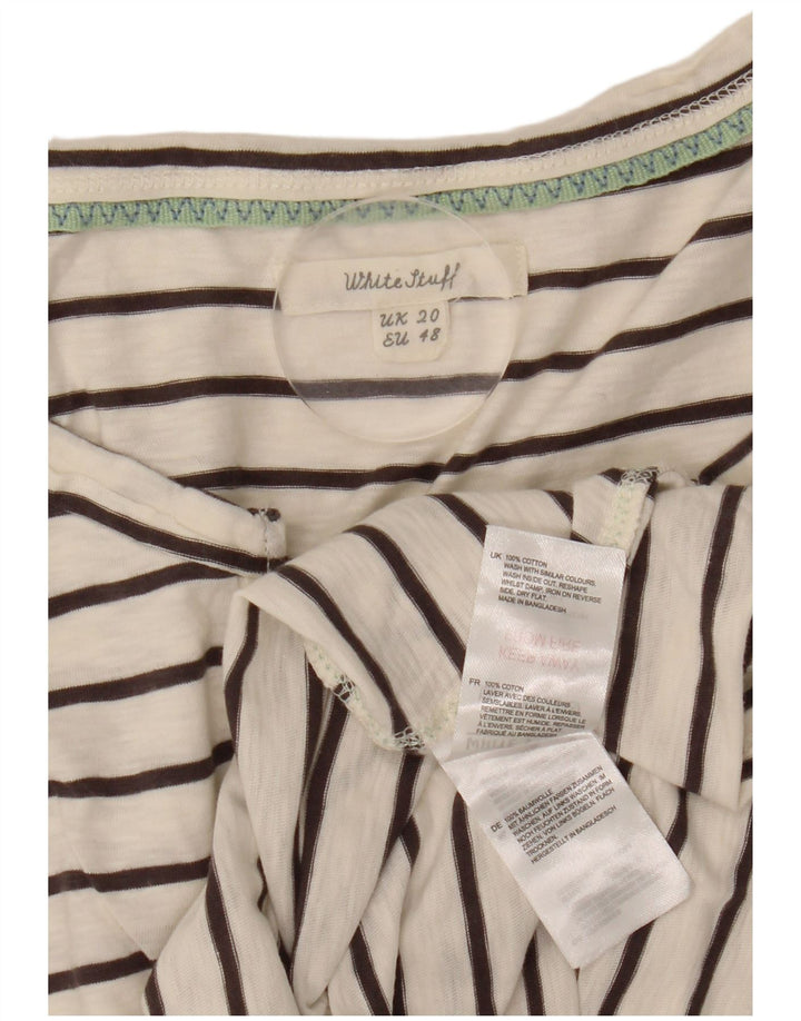 White Stuff Vest Top pentru femei UK 20 2XL Bumbac cu dungi albe