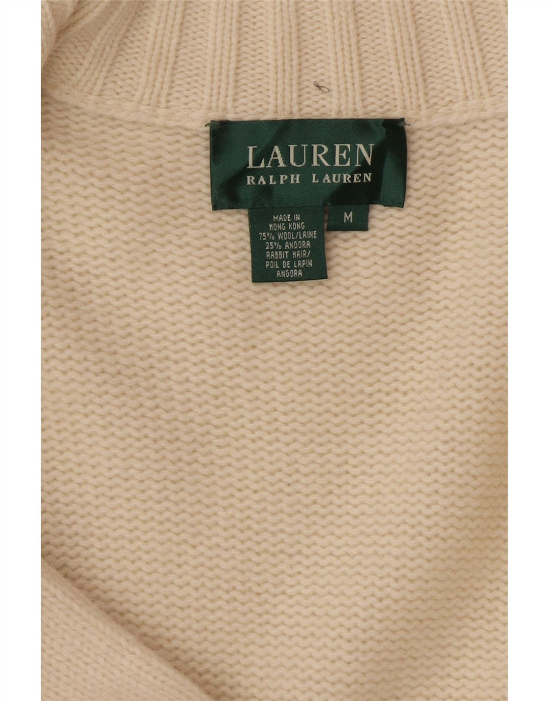 Pulover cardigan cu paragate pentru femei Ralph Lauren UK 14 Lână alb aproape mediu