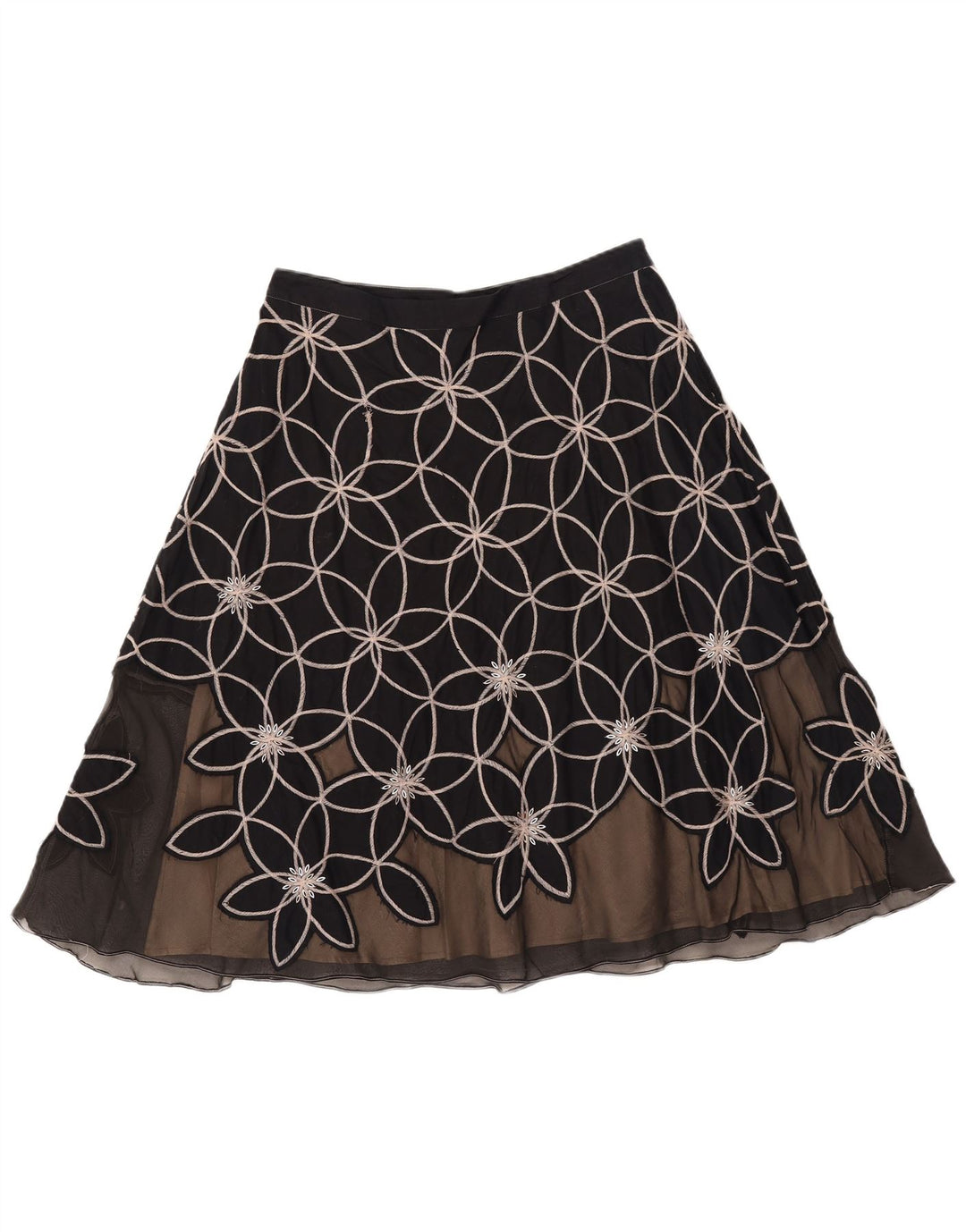 Fustă A-Line pentru femei MONSOON UK 12 Medium W30 Bumbac floral negru