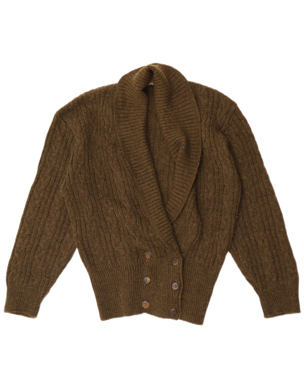 Pulover cardigan dublu pentru femei de weekend UK 14 kaki mediu