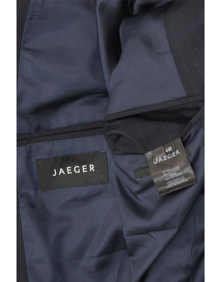 Jachetă pentru bărbați cu 2 nasturi JAEGER UK 44 2XL Lână cu dungi albastru bleumarin