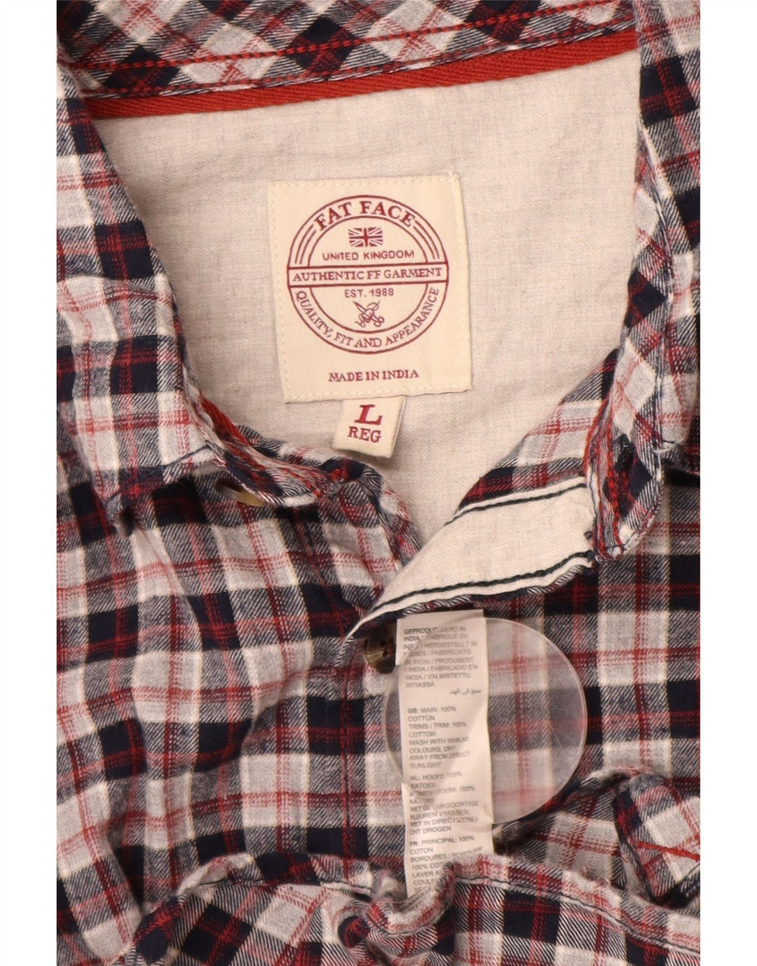 FAT FACE Mens Flannel Shirt Large Multicoloured Check Cotton