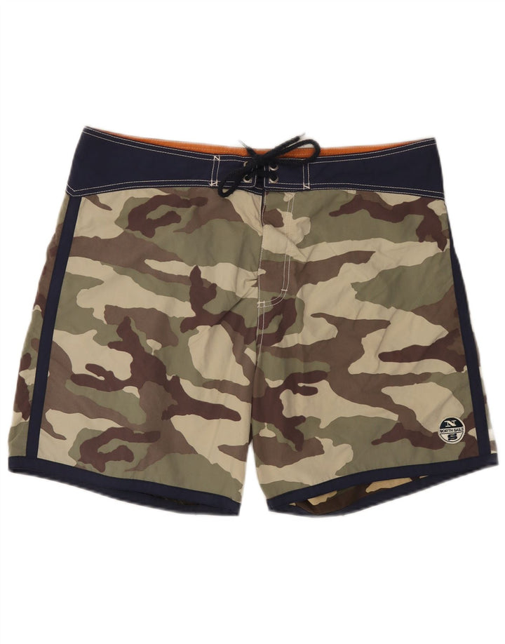 Pantaloni scurți de înot North Sails pentru bărbați, mari, kaki, din poliamidă de camuflaj