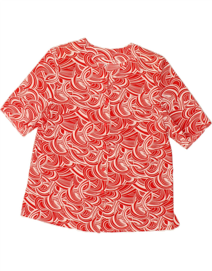 VINTAGE Womens Abstract Pattern Short Sleeve Shirt Blouse IT 42 Medium Red Vintage Vintage and Second-Hand Vintage from Messina Hembry 