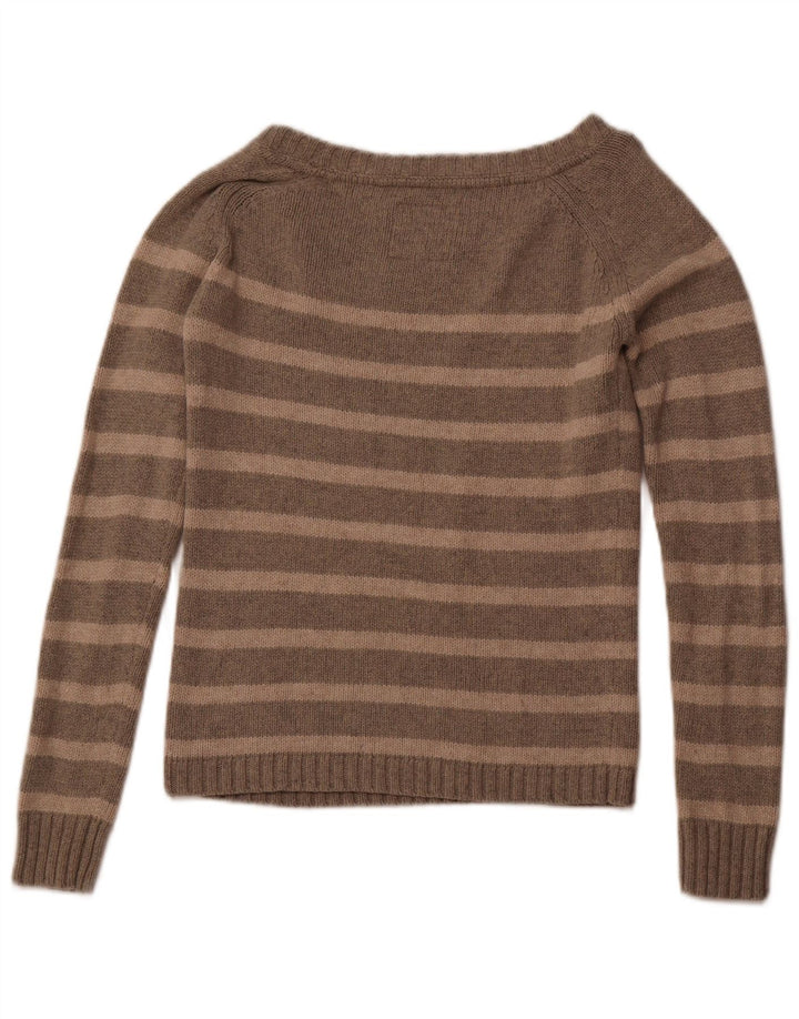 FAT FACE Pulover cu gât de barcă pentru femei UK 12 Medium Gri cu dungi
