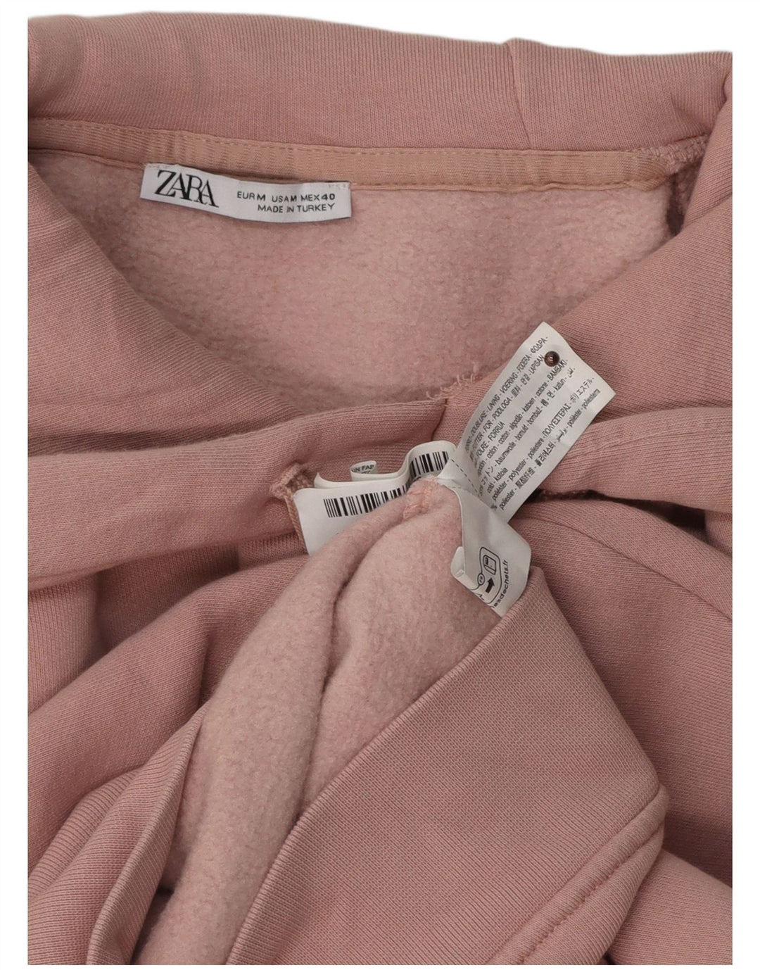 ZARA Mens Hoodie Jumper Medium Pink Cotton