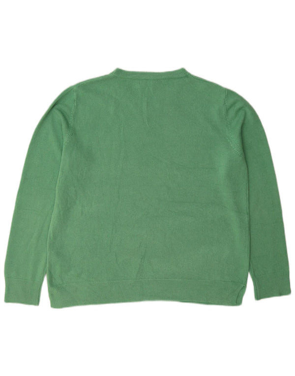 Pulover pentru femei Marks & Spencer cu decolteu triplu UK 16 mare, verde acrilic