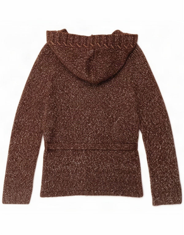Marlboro Classics Pulover cardigan cu glugă pentru femei UK 14 Large Brown Flecked