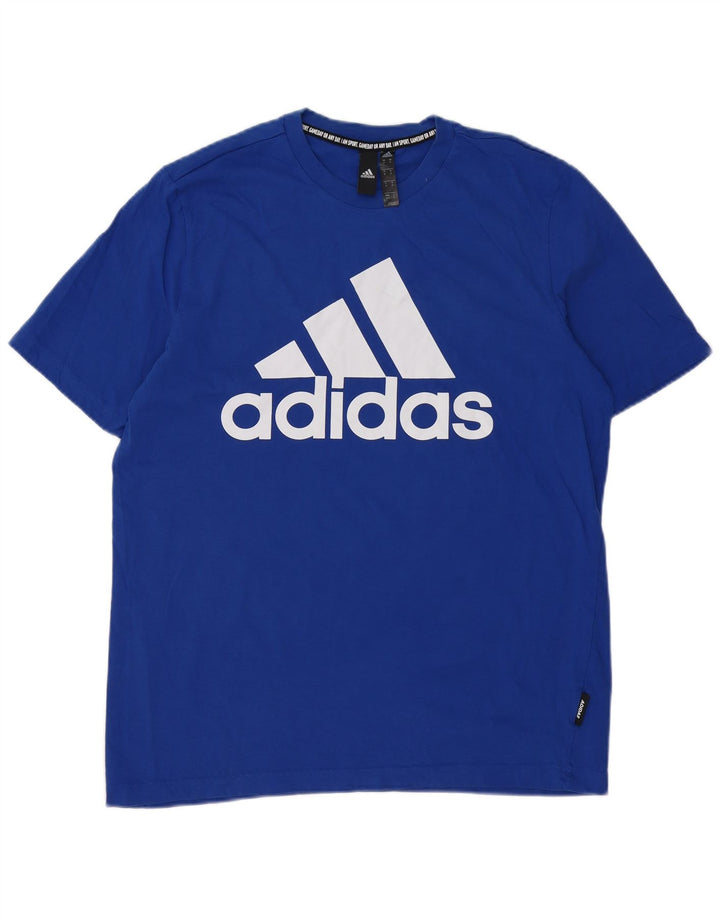 Tricou grafic pentru bărbați Adidas Top, bumbac albastru mediu