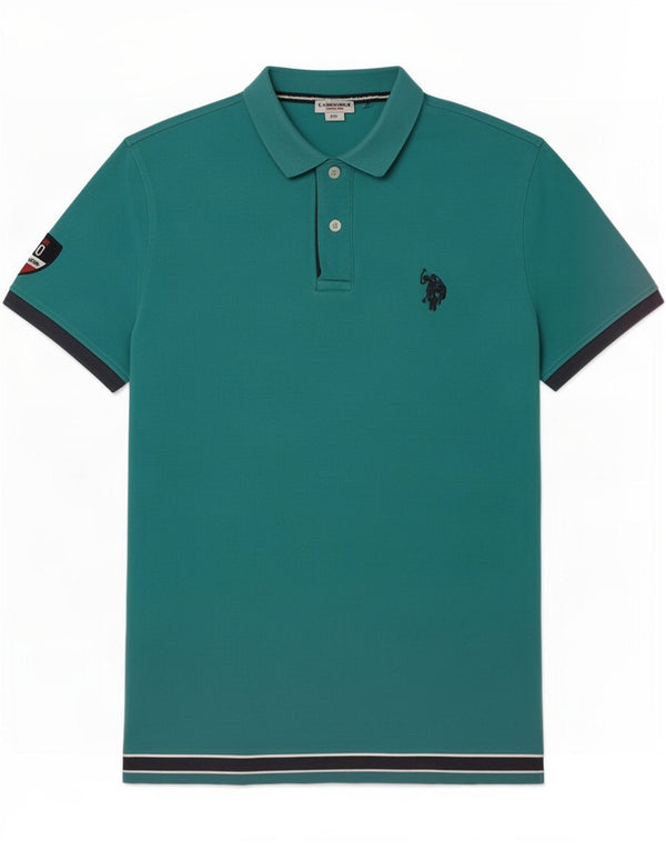 U.S. Polo Assn. Tricou polo pentru bărbați 2XL din bumbac color-bloc turcoaz