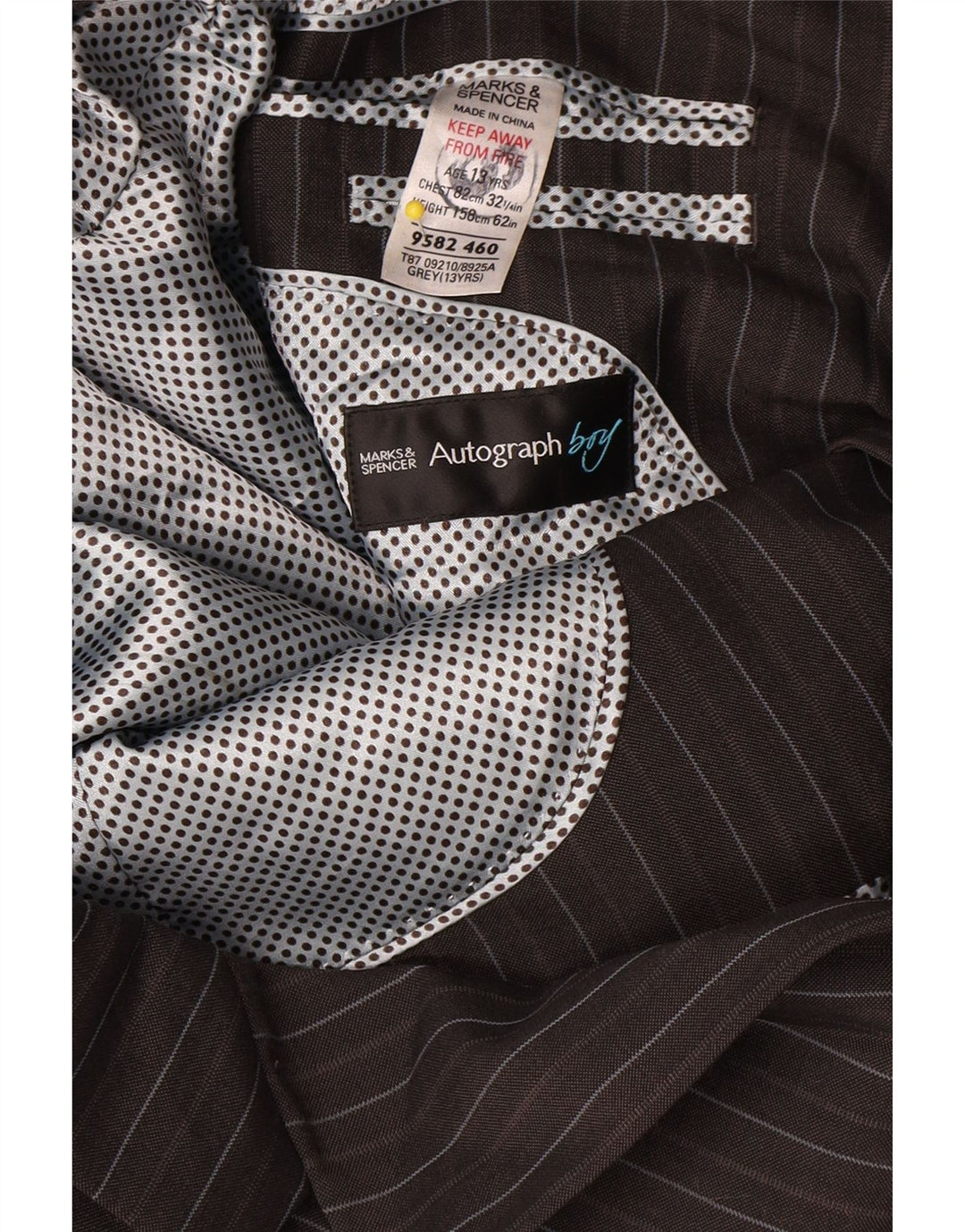 Jachetă pentru băieți Marks & Spencer Autograph Blazer 12-13 ani, gri cu dungi