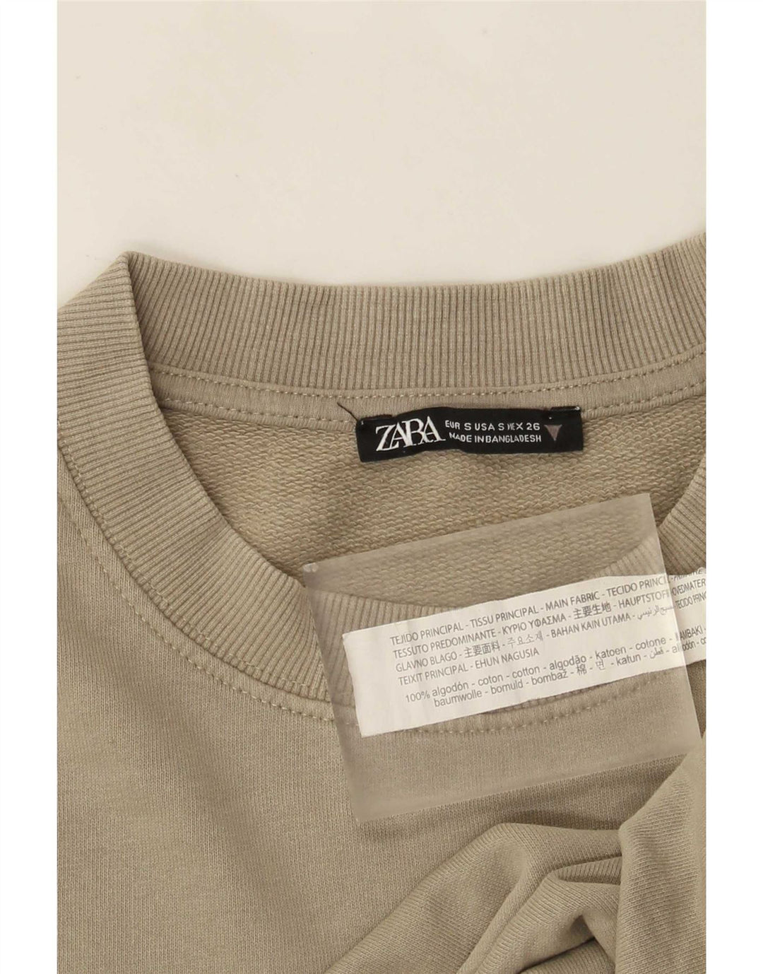 Pulover supradimensionat pentru femei Zara UK 10 Bumbac kaki mic