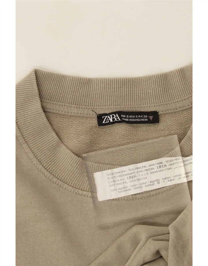 Pulover supradimensionat pentru femei Zara UK 10 Bumbac kaki mic