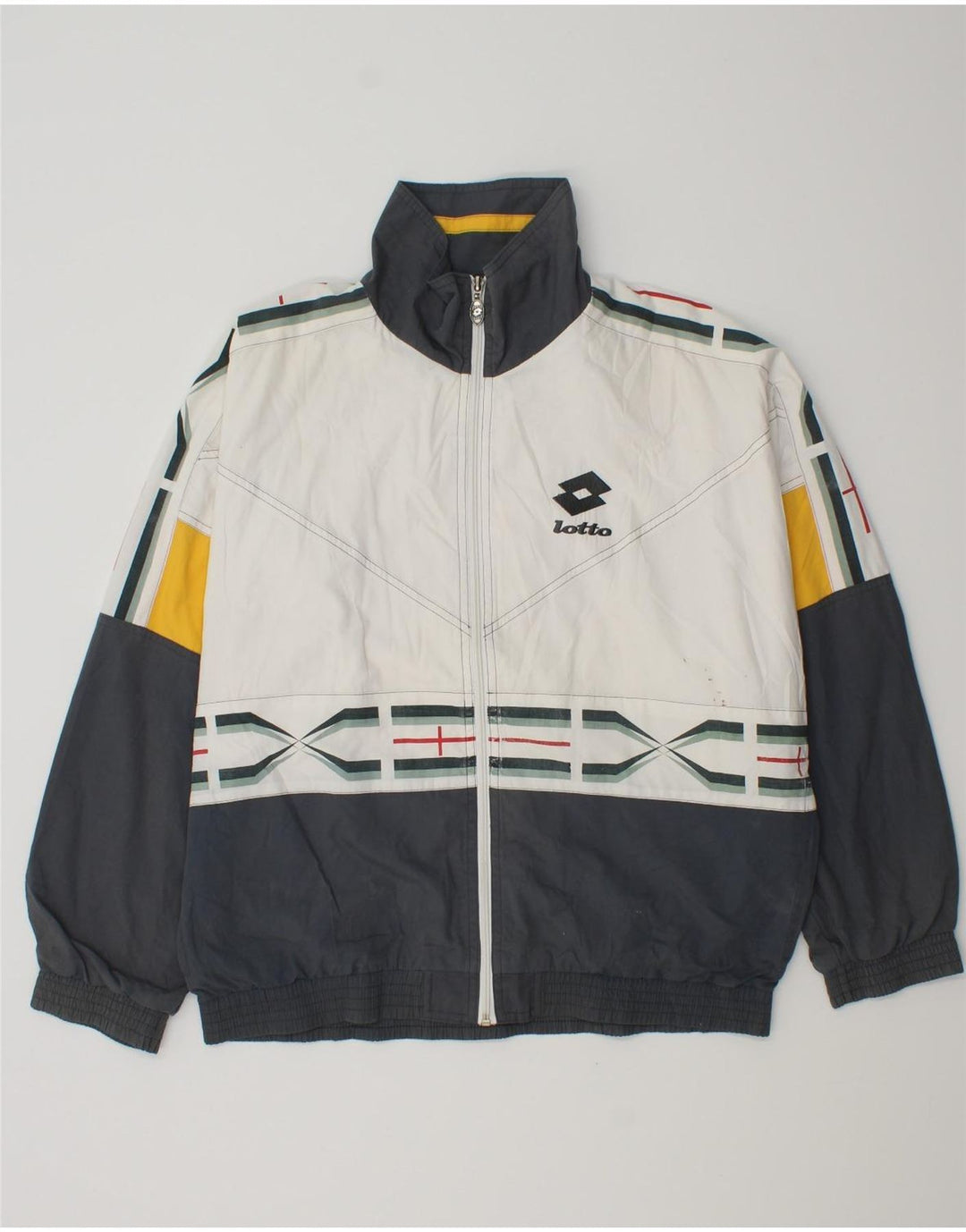 Jachetă de trening grafică LOTTO, cu croiala largi, albă, mică