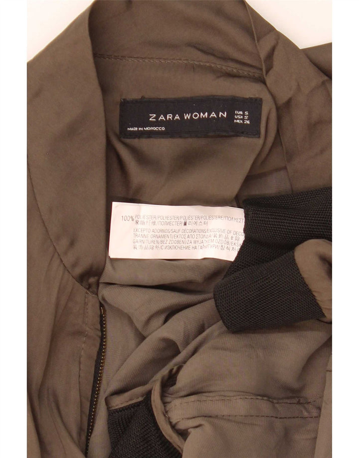 Jachetă bomber supradimensionată pentru femei Zara UK 10 Mic Kaki Poliester color bloc